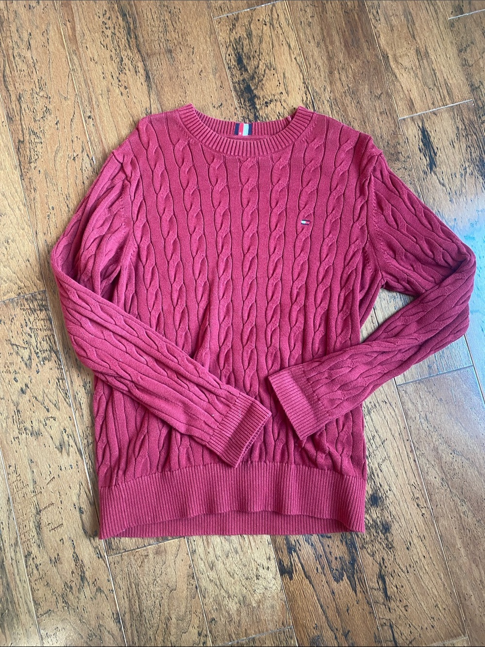 Tommy Hilfiger Women's Cable Crew Sweater - Raspberry